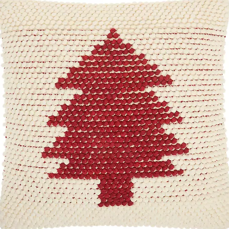 Christmas Pillows>Kirklands Home Ivory and Red Looped Christmas Tree Throw Pillow