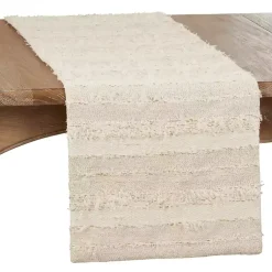 Kirklands Home Ivory and Sand Textured Stripe Table Runner Clearance