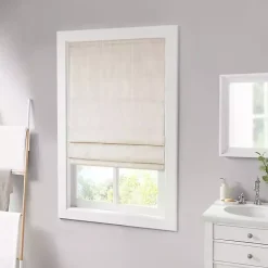 Kirklands Home Basketweave Cordless Roman Shade, 27 in. Ivory Clearance