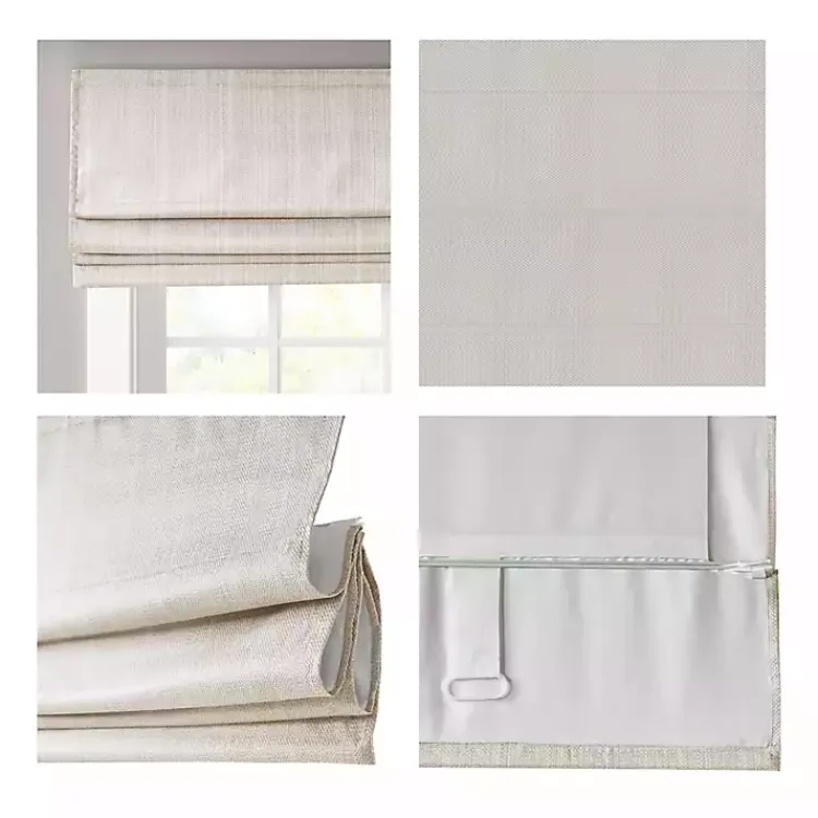 Kirklands Home Basketweave Cordless Roman Shade, 27 in. Ivory Clearance