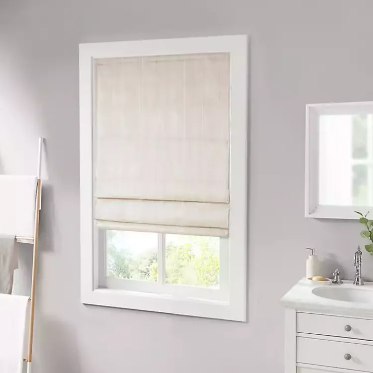 Kirklands Home Basketweave Cordless Roman Shade, 31 in. Ivory Clearance