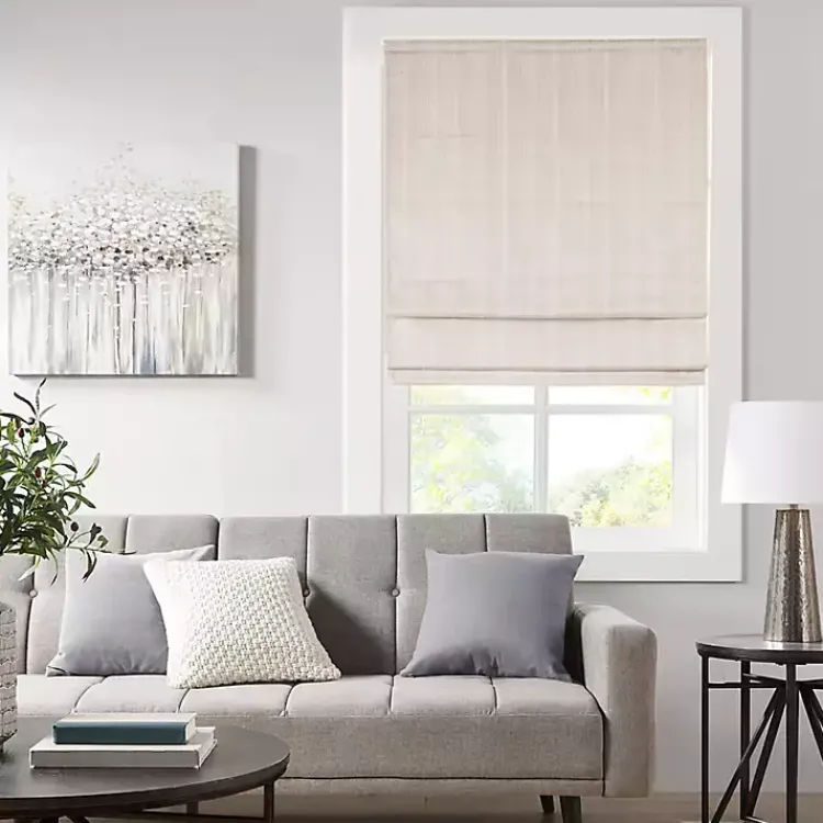 Kirklands Home Basketweave Cordless Roman Shade, 33 in. Ivory Clearance