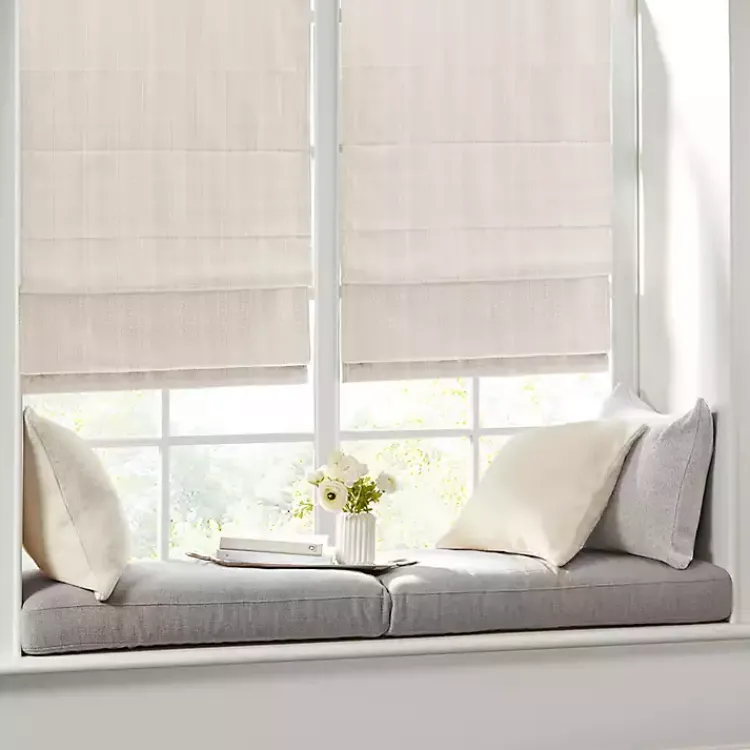 Kirklands Home Basketweave Cordless Roman Shade, 33 in. Ivory Clearance