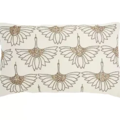 Pillows>Kirklands Home Beaded Floral Motif Lumbar Pillow Ivory