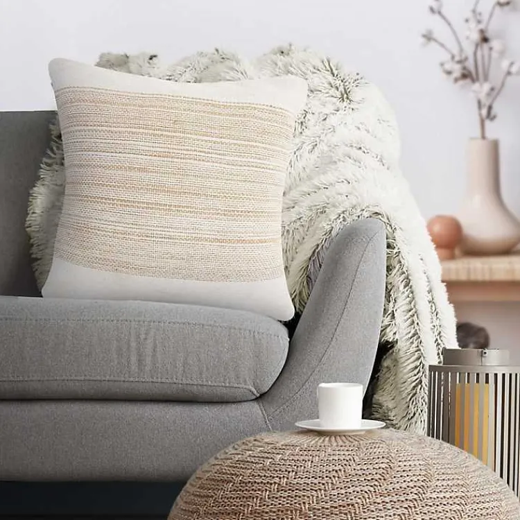 Pillows>Kirklands Home Ivory Border Natural Close Woven Jute Pillow