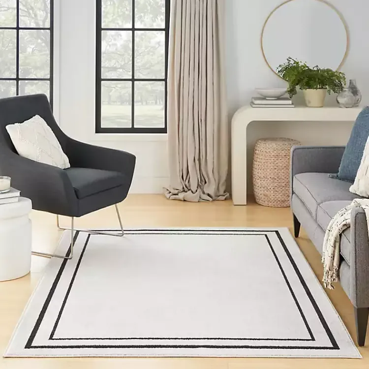 Kirklands Home Bordered Indoor/Outdoor Area Rug, 5x7 Ivory Outlet