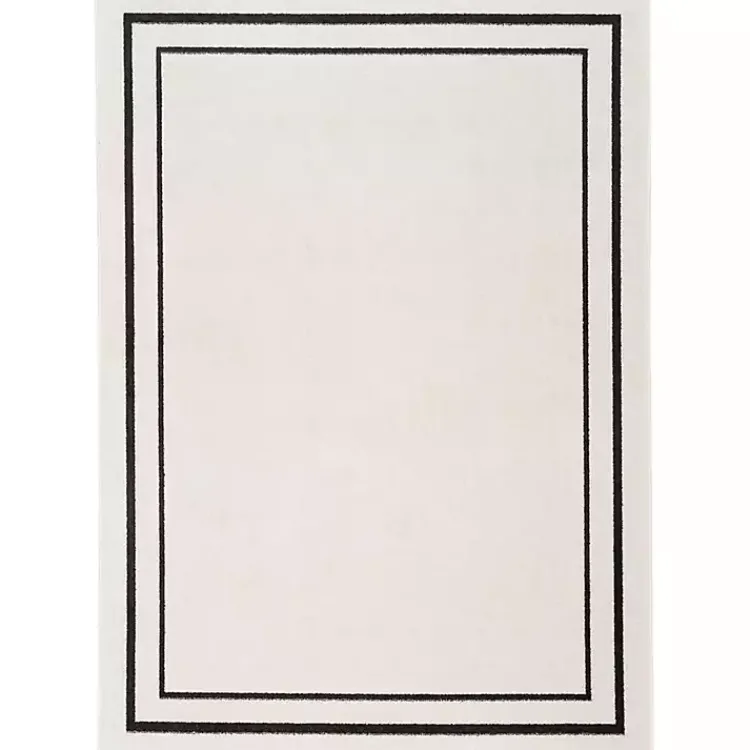 Kirklands Home Bordered Indoor/Outdoor Area Rug, 6x9 Ivory New