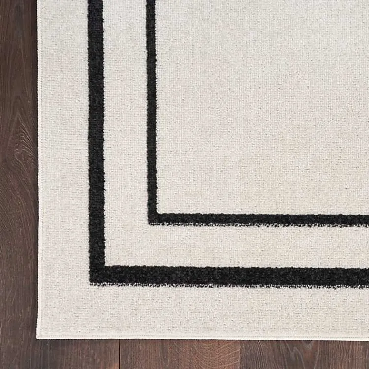 Kirklands Home Bordered Indoor/Outdoor Area Rug, 6x9 Ivory New