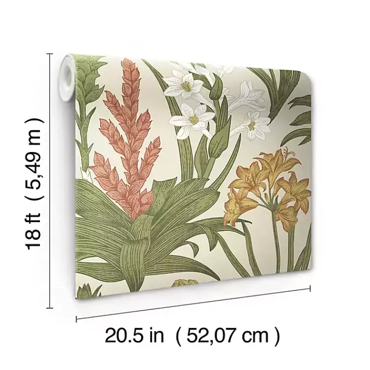 Kirklands Home Botanical Villa Peel & Stick Wallpaper Ivory Clearance