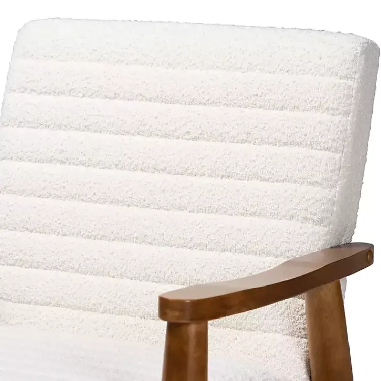 Kirklands Home Boucle & Wood Frame Accent Chair Ivory Outlet