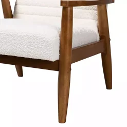Kirklands Home Boucle & Wood Frame Accent Chair Ivory Outlet
