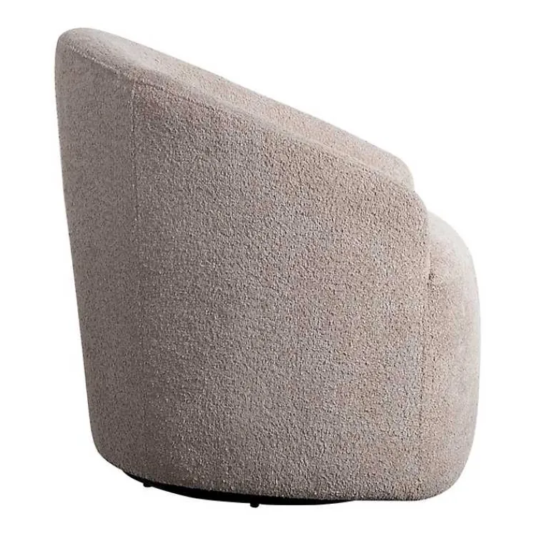 Kirklands Home Boucle Barrel Swivel Accent Chair Ivory