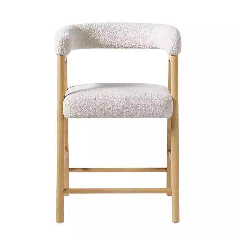 Kirklands Home Boucle Curved Back Ezra Counter Stool Ivory Hot