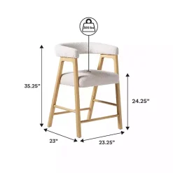 Kirklands Home Boucle Curved Back Ezra Counter Stool Ivory Hot