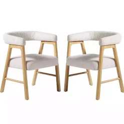 Kirklands Home Boucle Curved Ezra Dining Chairs, Set of 2 Ivory Best