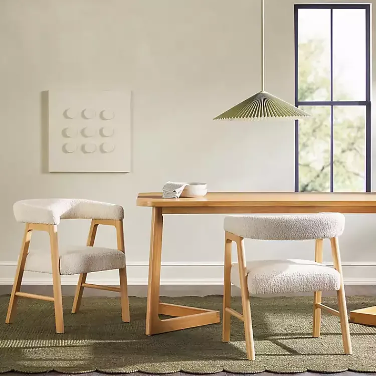 Kirklands Home Boucle Curved Ezra Dining Chairs, Set of 2 Ivory Best