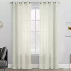 Kirklands Home Boucle Sheer Single Curtain Panel, 95 in. Ivory