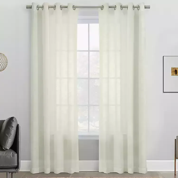 Kirklands Home Boucle Sheer Single Curtain Panel, 95 in. Ivory