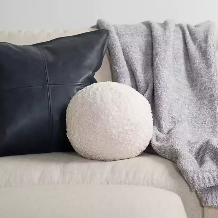 Pillows>Kirklands Home Boucle Sphere Pillow Ivory