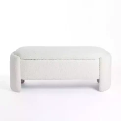 Kirklands Home Boucle Storage Bench Ivory Outlet