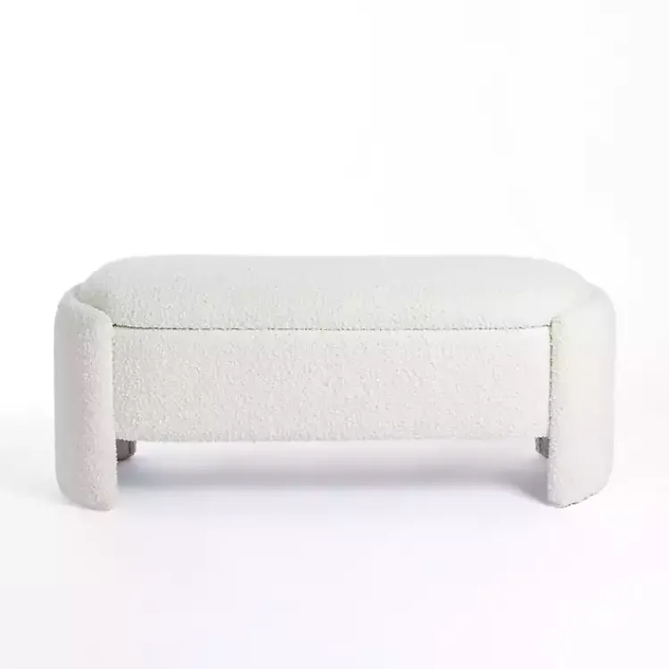 Kirklands Home Boucle Storage Bench Ivory Outlet