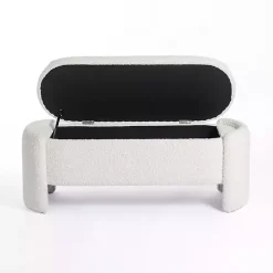 Kirklands Home Boucle Storage Bench Ivory Outlet