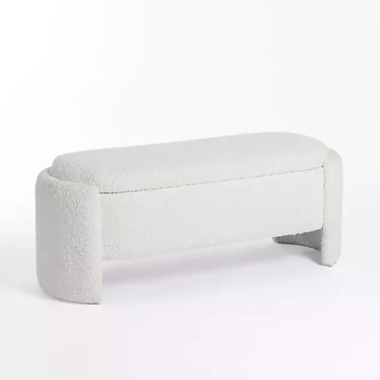 Kirklands Home Boucle Storage Bench Ivory Outlet