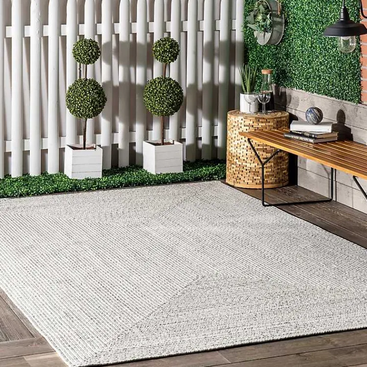 Kirklands Home Ivory Braided Lefebvre Area Rug, 10x14 White New