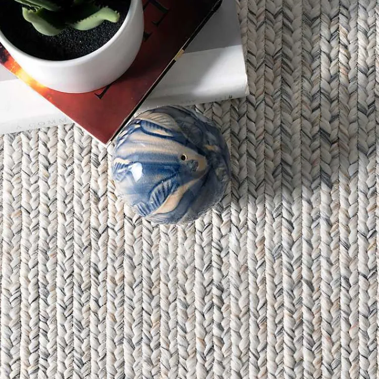 Kirklands Home Ivory Braided Lefebvre Area Rug, 10x14 White New