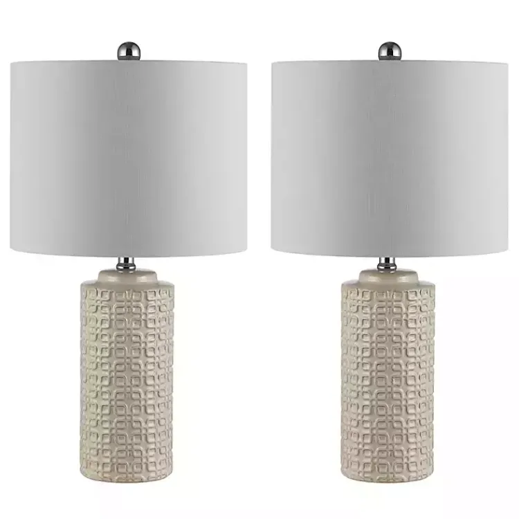 Kirklands Home Ceramic Motif Table Lamps, Set of 2 Ivory Sale