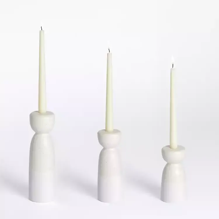 Candle Holders>Kirklands Home Ceramic Taper Candle Holders, Set of 3 Ivory
