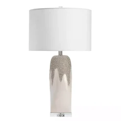 Kirklands Home Ivory Ceramic Textured Base Table Lamp White Outlet