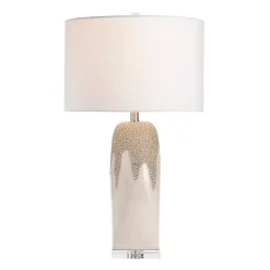 Kirklands Home Ivory Ceramic Textured Base Table Lamp White Outlet