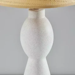 Kirklands Home Ivory Ceramic Woven Rat Shade Table Lamp Tan Best