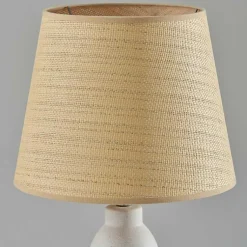 Kirklands Home Ivory Ceramic Woven Rat Shade Table Lamp Tan Best