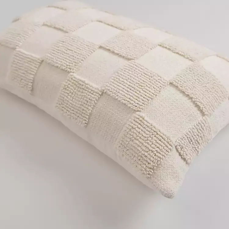 Pillows>Kirklands Home Checkerboard Lumbar Pillow Ivory