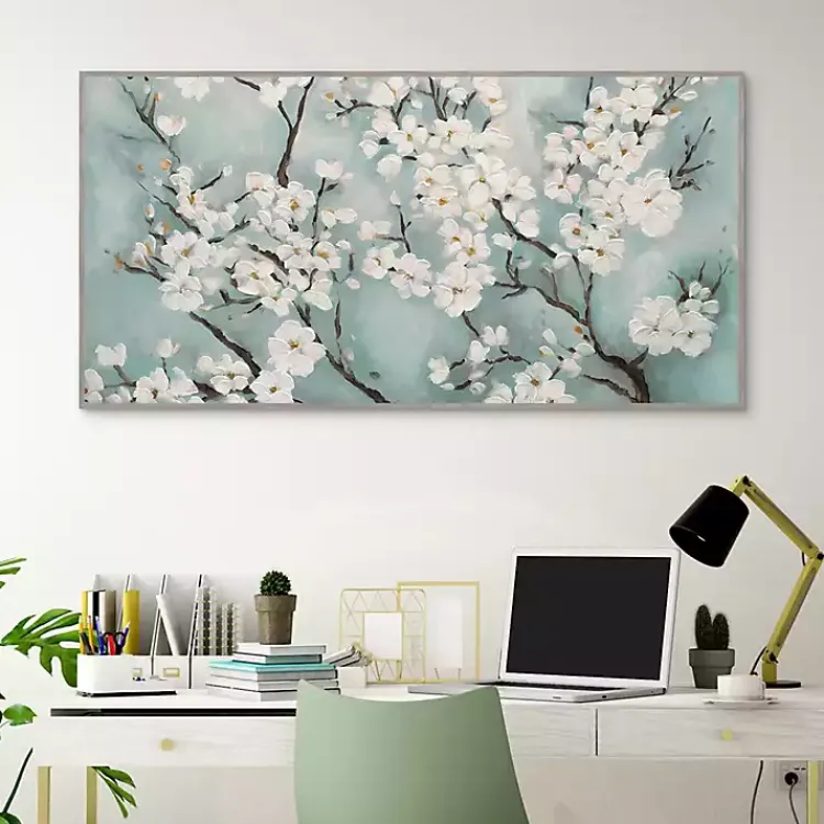 Kirklands Home Ivory Cherry Blossoms Framed Canvas Art Print Online
