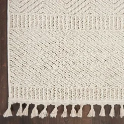 Kirklands Home Chevron Diamond Tasseled Area Rug, 7x10 Ivory