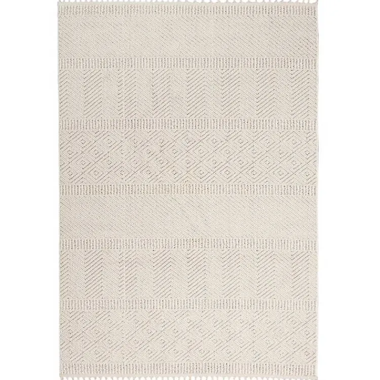 Kirklands Home Chevron Diamond Tasseled Area Rug, 5x7 Ivory Hot
