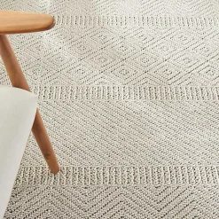 Kirklands Home Chevron Diamond Tasseled Area Rug, 5x7 Ivory Hot
