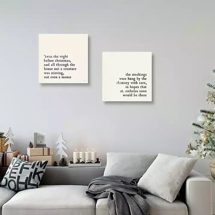 Christmas Art & Wall Decor>Kirklands Home Ivory Christmas Quote Canvas Art Prints, Set of 2