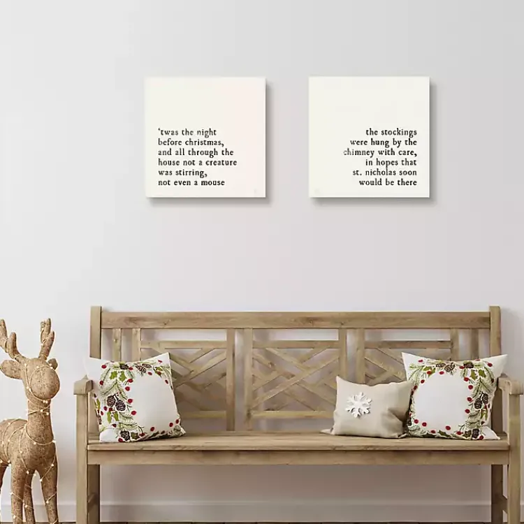 Christmas Art & Wall Decor>Kirklands Home Ivory Christmas Quote Canvas Art Prints, Set of 2