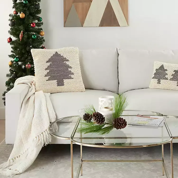 Pillows>Kirklands Home Ivory Christmas Tree Loop Throw Pillow