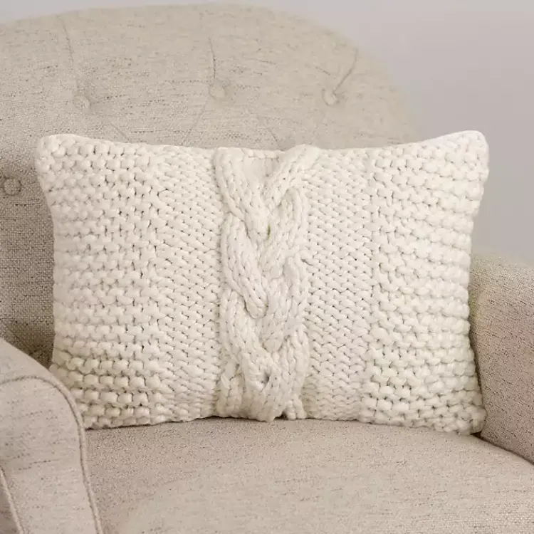 Pillows>Kirklands Home Chunky Knit Lumbar Pillow Ivory