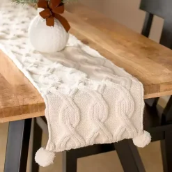 Kirklands Home Chunky Knit Table Runner, 90 in. Ivory Best