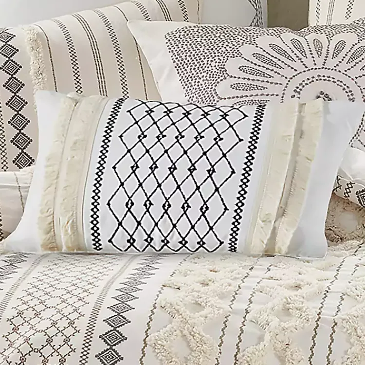 Pillows>Kirklands Home Ivory Cotton Embroidered Tassel Accent Pillow