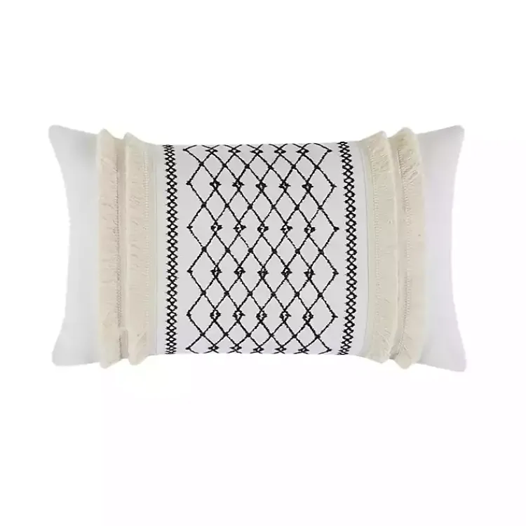 Pillows>Kirklands Home Ivory Cotton Embroidered Tassel Accent Pillow