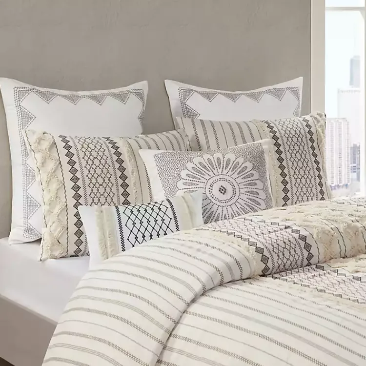 Pillows>Kirklands Home Ivory Cotton Embroidered Tassel Accent Pillow
