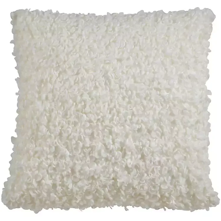 Pillows>Kirklands Home Curly Faux Lamb Fur Pillow Ivory