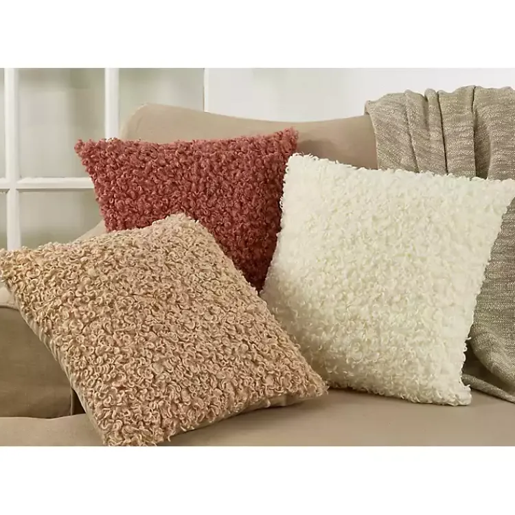 Pillows>Kirklands Home Curly Faux Lamb Fur Pillow Ivory